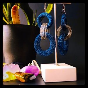 3.5” Infinity Silver & Sapphire Handmade Earrings